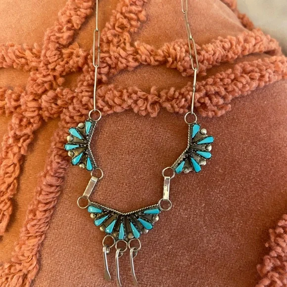 Native American petite point necklace sterling